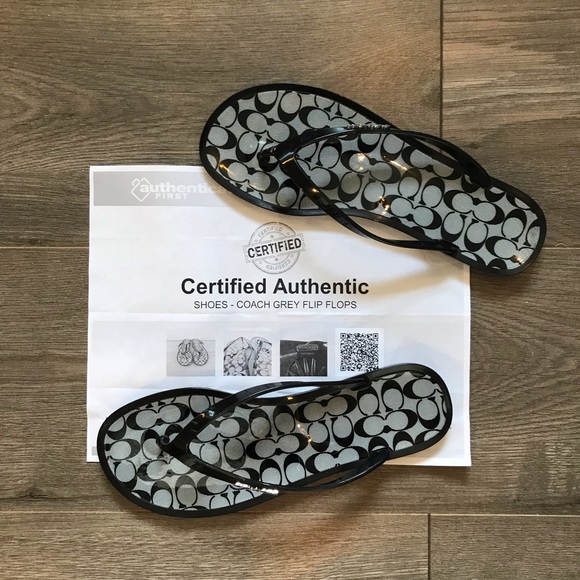 Vintage Coach CC Monogram Black Gray Sandals Flip Flop Size 8 - Picture 7 of 7